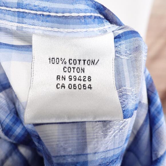 Bugatchi Uomo Shirt Mens Large Blue White Plaid Long Sleeve Button Down Casual - Picture 7 of 8